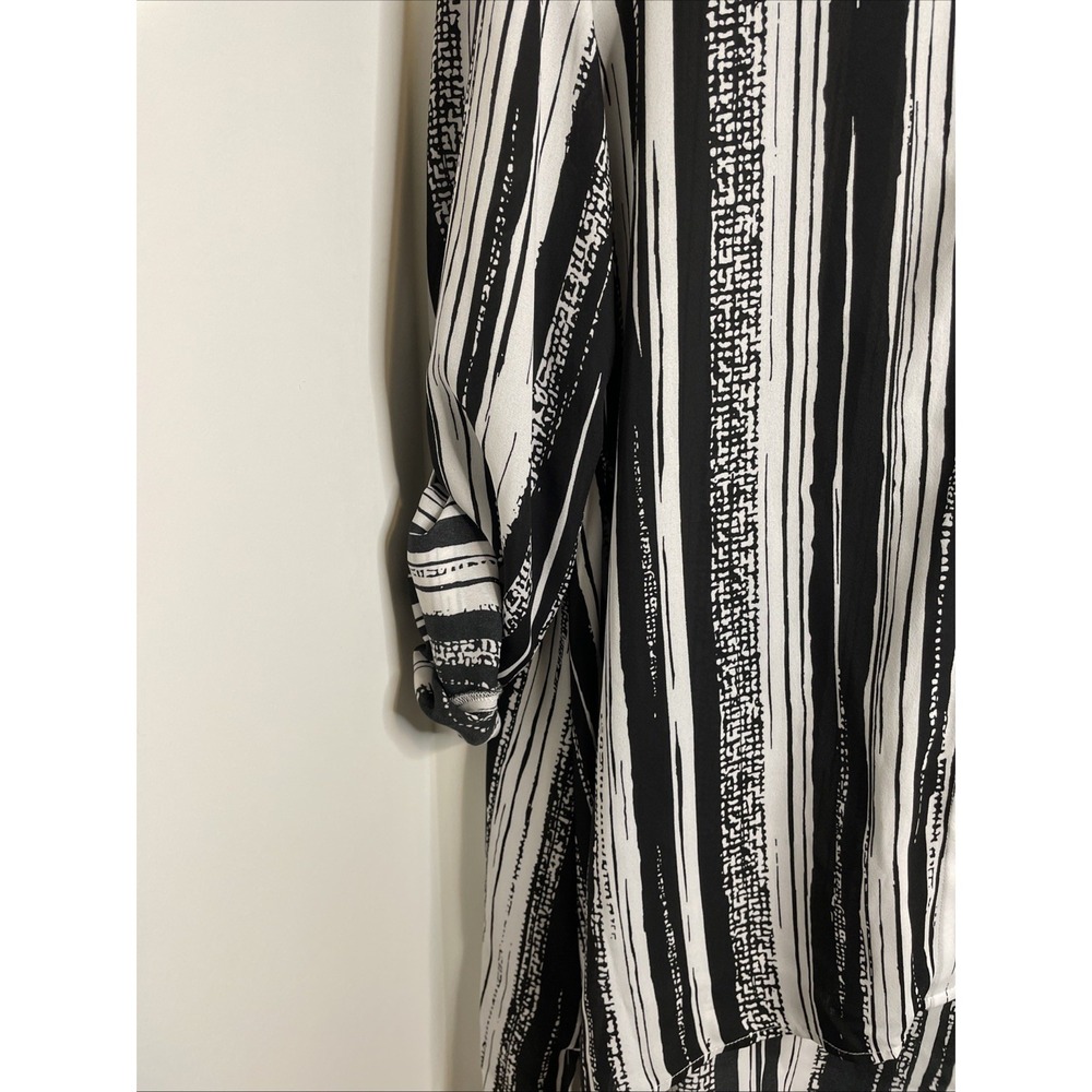 Peck & Peck Tunic Top Women's L Black White Striped Coastal Minimalist - Picture 3 of 8